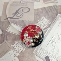 406 紅＆ブラック✴和柄✴雪うさぎ✴レジンヘアゴムキーホルダー