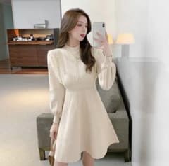 ワンピース　ニットワンピース　ニットミニワンピ　韓国風のサムネイル