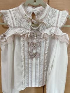 LIZLISA 3つリボンフロントチョーカー ブラウス ホワイト ピンク