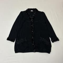 axes femme ファー レース カーディガン M ブラック ガーリーのサムネイル