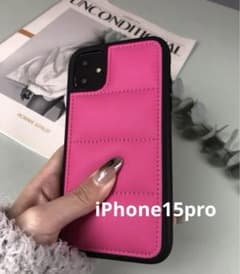iPhone15pro 耐衝撃 ダウン型 スマホ ケース 中綿 キルト ピンクのサムネイル