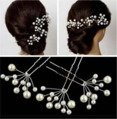 髪飾り ヘアアクセサリー ブライダル パール 5本セットのサムネイル