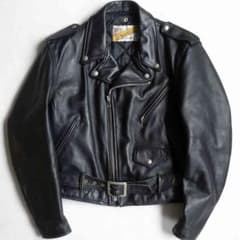 早い者勝ち！希少サイズ！SCHOTT 黒 レザー ダブルライダースジャケットのサムネイル