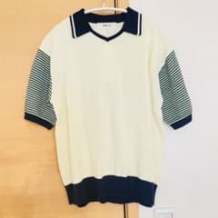 最終値下げ！【PAR ICI】ボーダー袖 衿付きプルオーバーのサムネイル