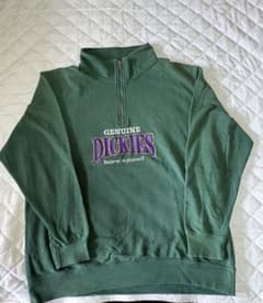 GENUINE DICKIES ハーフジップ スウェット トレーナー 緑 刺繍のサムネイル