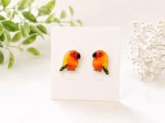 【鳥好き必見♡1点限り】コザクラインコ ピアス 動物モチーフのサムネイル