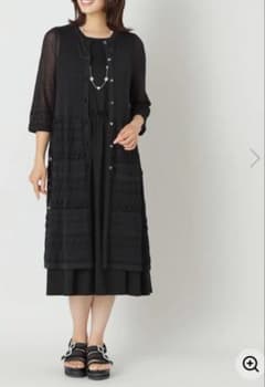 美品TO BE CHIC 七分袖 レース シアーカーディガン ブラック42のサムネイル