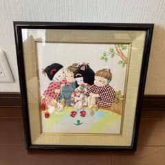 美品】押し絵 額装 壁掛け インテリア 和風 ちりめん細工 子供 縁起物