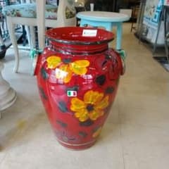 商談中】陶器 傘立て イタリア製 レッド 花模様 22-931103 傘立 - メルカリ
