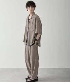 【完売品】【 セットアップ 】綾ドレープ 半袖シャツ＆スラックスパンツのサムネイル