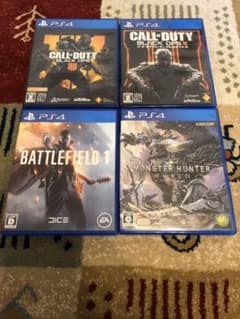 ps4 ソフト4点セット　bo3 bo4 bf1 モンハンワールドのサムネイル