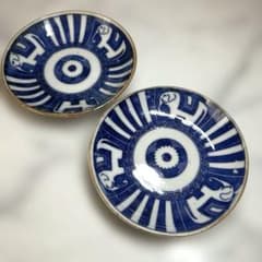 骨董　古伊万里　小皿 山仁製 メルカリ - 1客 小皿 印判 サーカス象 山仁製 エラー品 図変わり印判 2枚 明治大正 エラー 印判 サーカス象 食器