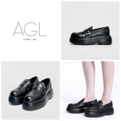 ■정 6만 미품 AGL 38 24.5 로퍼 플랫폼 후저 흑