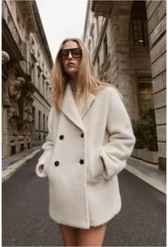 ZARA】ブークレダブルブレストミディ丈コート Lサイズ - メルカリ