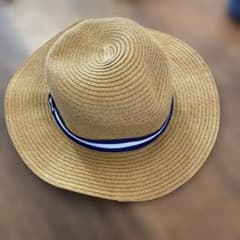 麦わら帽子 56cm ストライプリボン付き - メルカリ