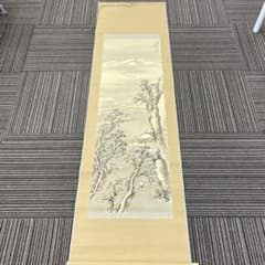 IW 10】掛け軸 雪景山水図 風景画 時代物 骨董品 茶道具 木箱付き