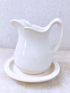 RUNE 内藤ルネ　陶器製 ピッチャー ホワイト アンティーク花瓶　昭和レトロ m41554859925_1.jpg?1753849649
