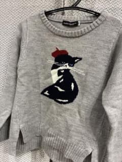 最終価格　べべ猫刺繍 グレー セーターのサムネイル