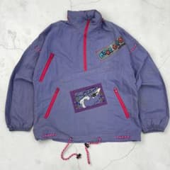 90s adidas アディダス ナイロンジャケットY2K 紫アノラックパーカー 