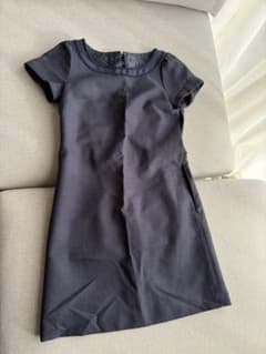 【PATTERN】ネイビー 半袖 ひざ丈ワンピース Mのサムネイル