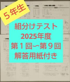 組分けテスト 2025年度 5年生 第1回～第9回 解答用紙付き 四谷大塚