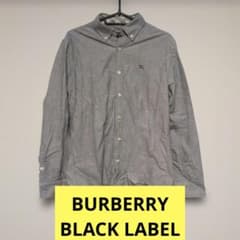 【入手困難】BURBERRY BLACK LABEL オックスフォードシャツ 3 美品】バーバリーブラックレーベル オックスフォードシャツ M 刺繍ロゴ