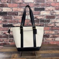COACH コーチ ストロー トートバッグ ベージュ ブラック 8908 COACH コーチ ストロー トートバッグ ベージュ ブラック 8908 - メルカリ