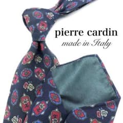 [Excellent Condition] Pierre Cardin Necktie, Floral Design, Multicolor, Red, Navy