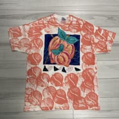 希少　90s 桃 総柄 Tシャツ USA製　シングルステッチ　アートのサムネイル