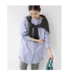 バンドカラーストライプシャツ　美品のサムネイル