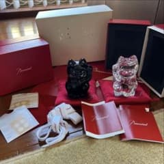 Baccarat 招き猫 黒と透明 置物 2セット！ - メルカリ