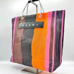 MARNI マルニ フラワーカフェ トートバッグ メッシュ オレンジ系