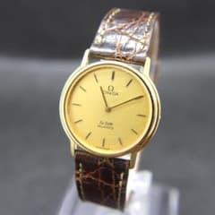 オメガ デヴィル 腕時計 クオーツ 金 ビンテージ ラウンド 32mm