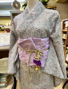 HitoMi 大人浴衣 ブロックプリント グレー インド綿 夏着物 ミミズクヤ HitoMi 大人浴衣 ブロックプリント グレー インド綿 夏着物 ミミズクヤ