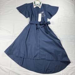 【タグ付】MaxMara 変形ワンピース 刺繍襟 レディース ネイビー 42 タグ付】MaxMara 変形ワンピース 刺繍襟 レディース ネイビー 42