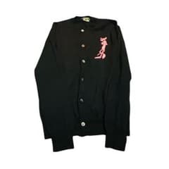 コムデギャルソン HOMME PLUS ピンクパンサー刺繍 黒カーディガン 長袖