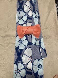 青と白の花柄浴衣・作り帯のサムネイル