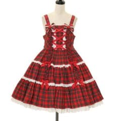 Angelic Pretty 肩リボンJSK 赤 タータンチェック - メルカリ
