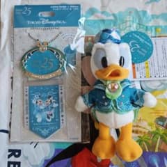 東京ディズニーシー 25周年 ドナルドダック ぬいぐるみ バッジセット