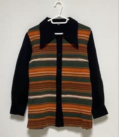 ビンテージ レトロ ヒッピー マルチストライプ シャツ 70s