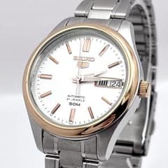 【稼働/裏スケ】SEIKO 5 セイコー 7S26-02S0 デイデイト AT 稼働 セイコー5 裏スケ デイデイト 白 コンビカラー 自動巻 - メルカリ