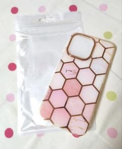 iPhone15Pro用 ハードケース　ピンク色ハニカム柄のサムネイル