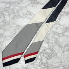 THOM BROWNE トムブラウン ネクタイ トリコロール シルク グレー