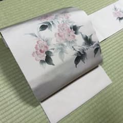 き*ん様 正絹 名古屋帯【塩瀬】 作家名 落款《手描き 花》 - メルカリ