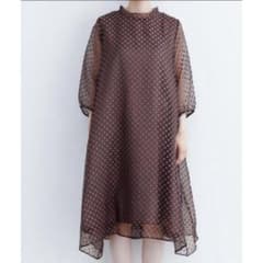 merlot plus ドット柄 シアー ロングワンピース ブラウン パープルのサムネイル