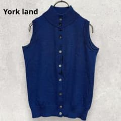 Yorkland ウールニットベスト M 紺 ウール100% 上品 重ね着