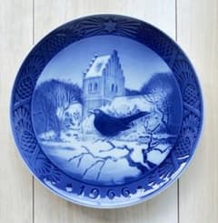 美品 ロイヤルコペンハーゲン 1966年 「クリスマス時の黒鳥」 イヤー