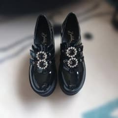 BUBBLES バブルス リボン厚底ローファー 36 ブラック | Shop at