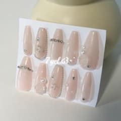 [即日発送] ネイルチップ ピンク ロング 量産型 韓国 スナ系 バレエコアのサムネイル