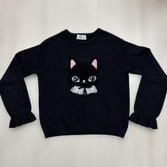 H＆M ブラック　ネコセーター130cmのサムネイル